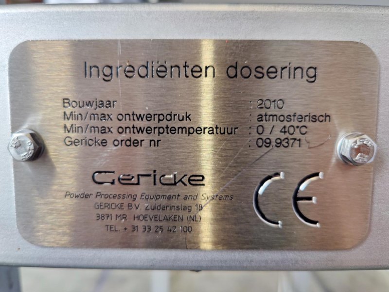 Gericke Ingredients dosing unit - Metering screw