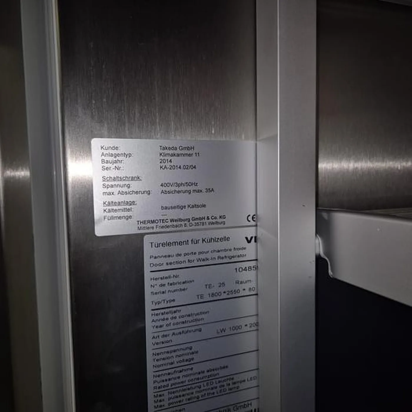 Thermotec Klimakammer für 20°+30°+40° Kompletteinheit TE1700*2550*80 - 7