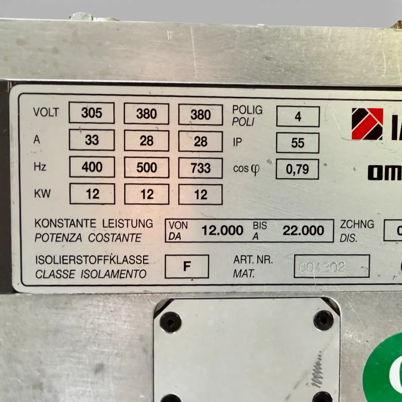 OMLAT IMA Hauptspindel 12 KW Motorspindel Elektrospindel ohne C-Achse Art.-Nr. 090073 - 3