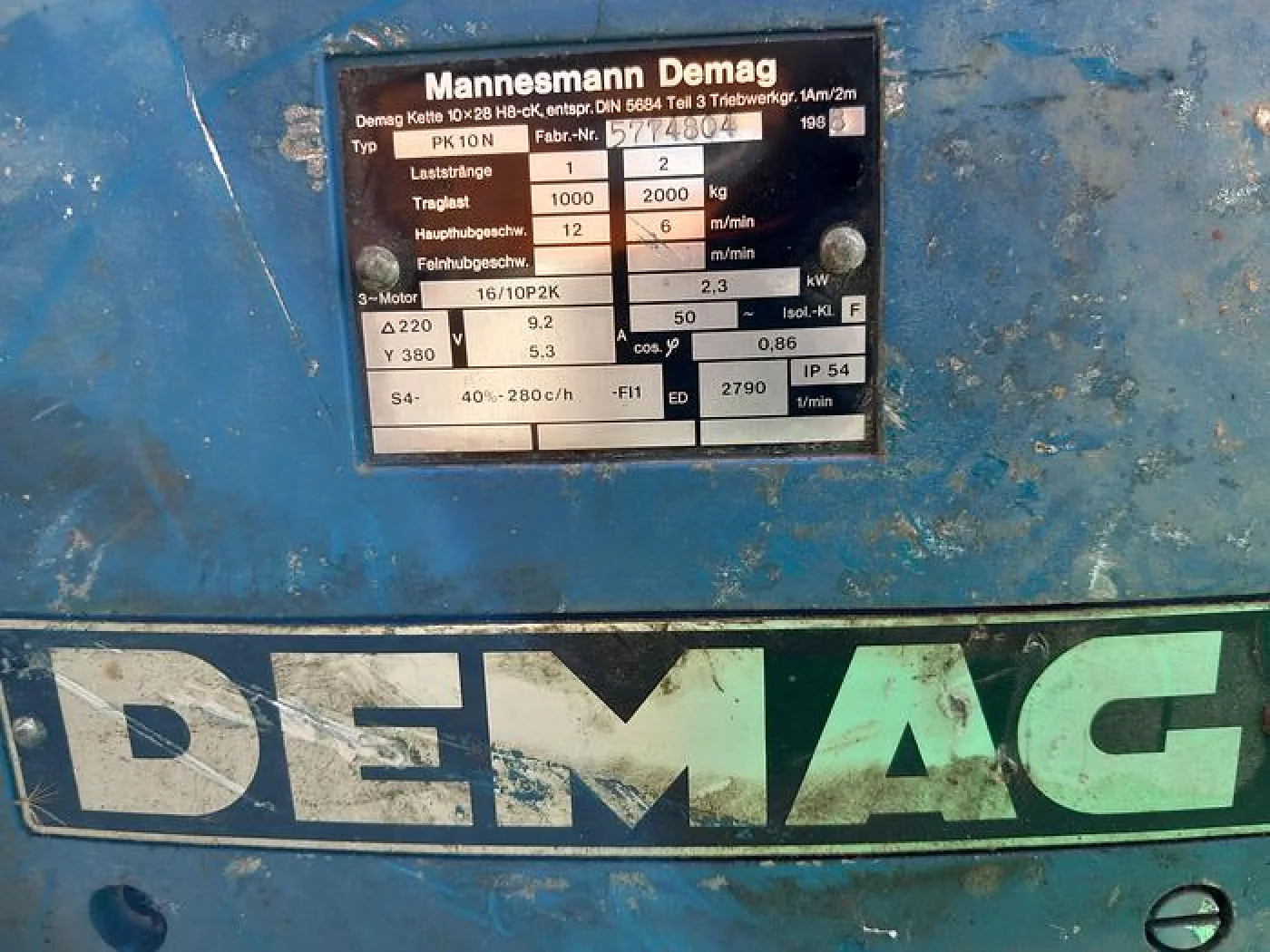 Guincho elétrico DEMAG de 2 ton - 1