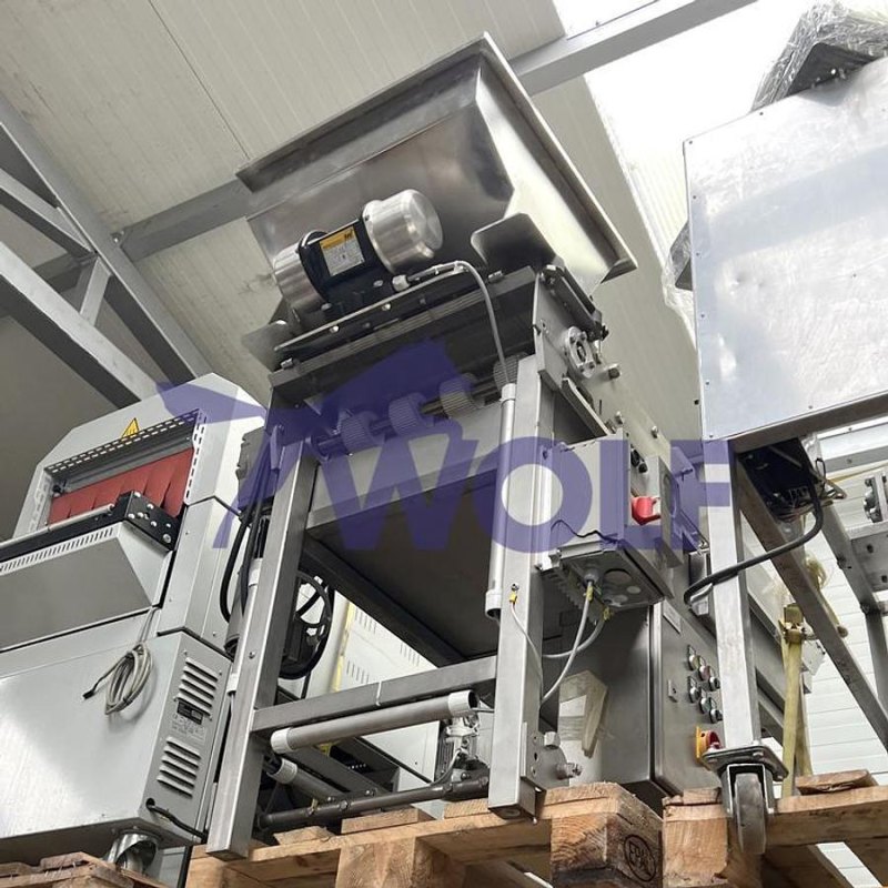 Edelstahl-Vibrationsstreuer - mit Gitterbandtisch ca. 420 mm Arbeitsbreite.