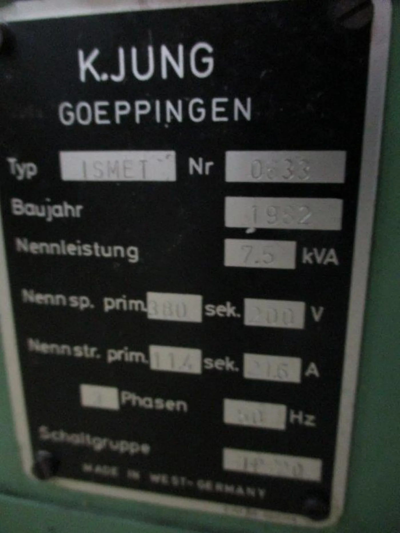 7,5 kVA JUNG / ISMET 1982 - 4