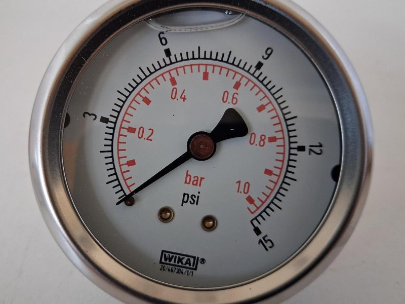 WIKA Flüssigkeitsgefülltes Druckmanometer 15 psi / 1 bar