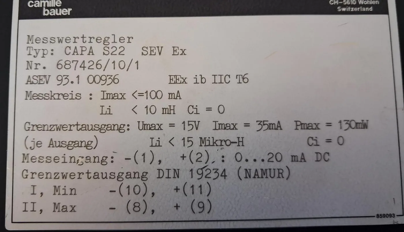 Camille Bauer Messspulinstrument 0–20 mA Min/Max Kontex Schalttafeleinbau - 4