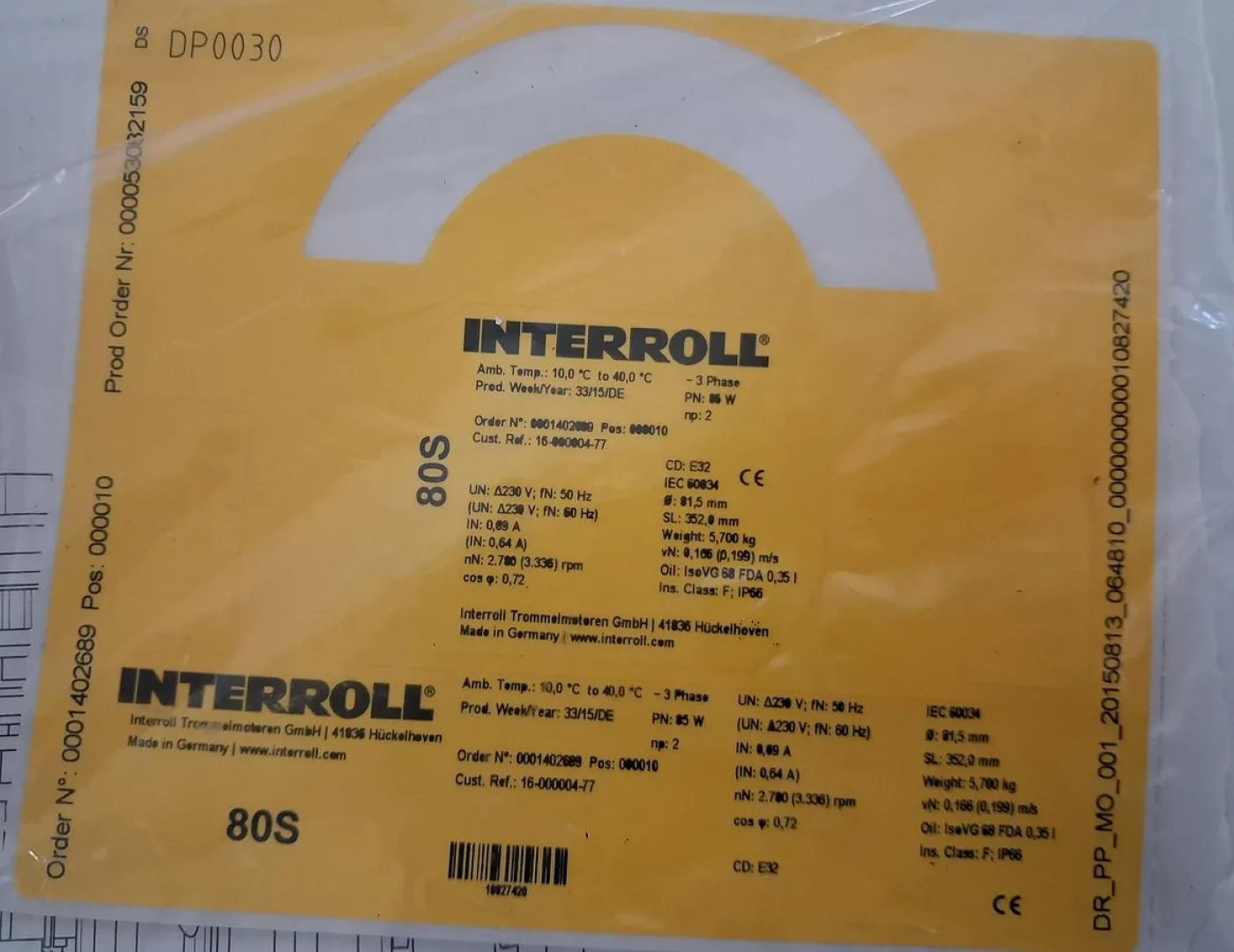 Interroll 80S Trommelmotor / Drum Motor - 6