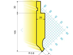 Abkantwerkzeug Oberwerkzeug 1010/A/75°/0,8/105 geteilt