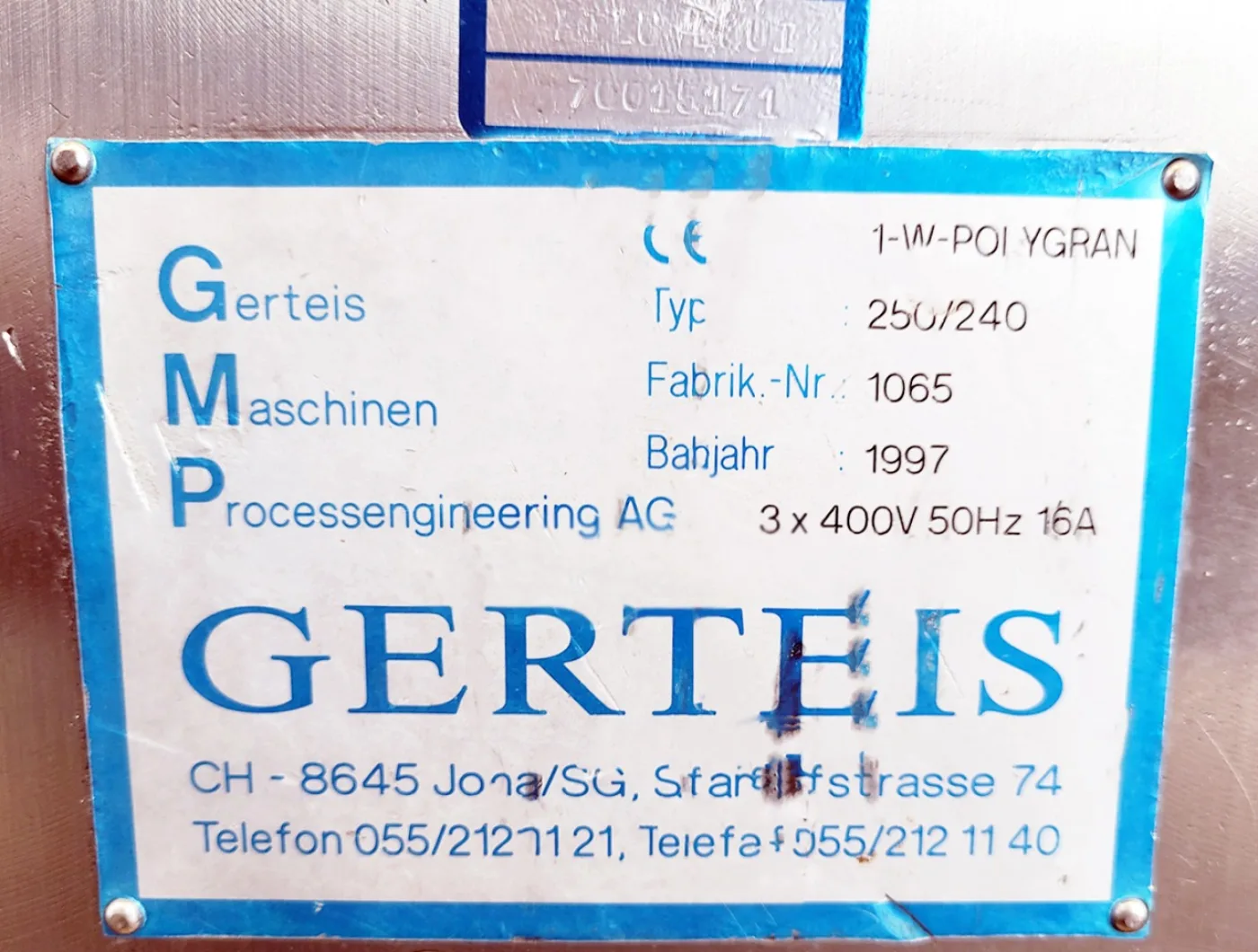 Gerteis 1-W-Polygran 250/240 - Sieve granulator - 8