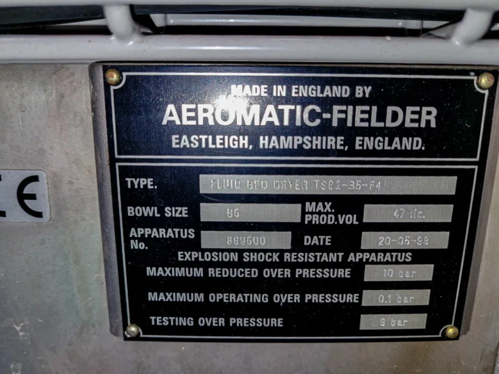 GEA Aeromatic TSG-2 B5 F4 - Fluid bed dryer batch