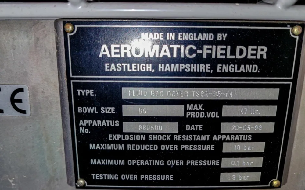 GEA Aeromatic TSG-2 B5 F4 - Fluid bed dryer batch