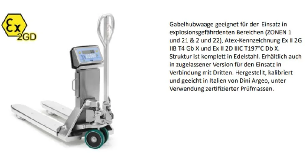 ATEX Pallet Truck Scale Ex2GD (Stainless Steel)