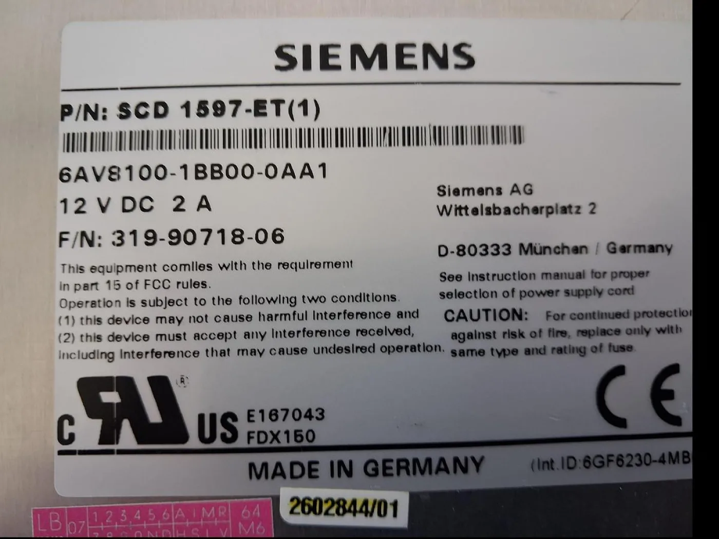 Siemens SCD1597-ET 6AV8100-1BB00-0AA1 Industrial Display Panel - 8