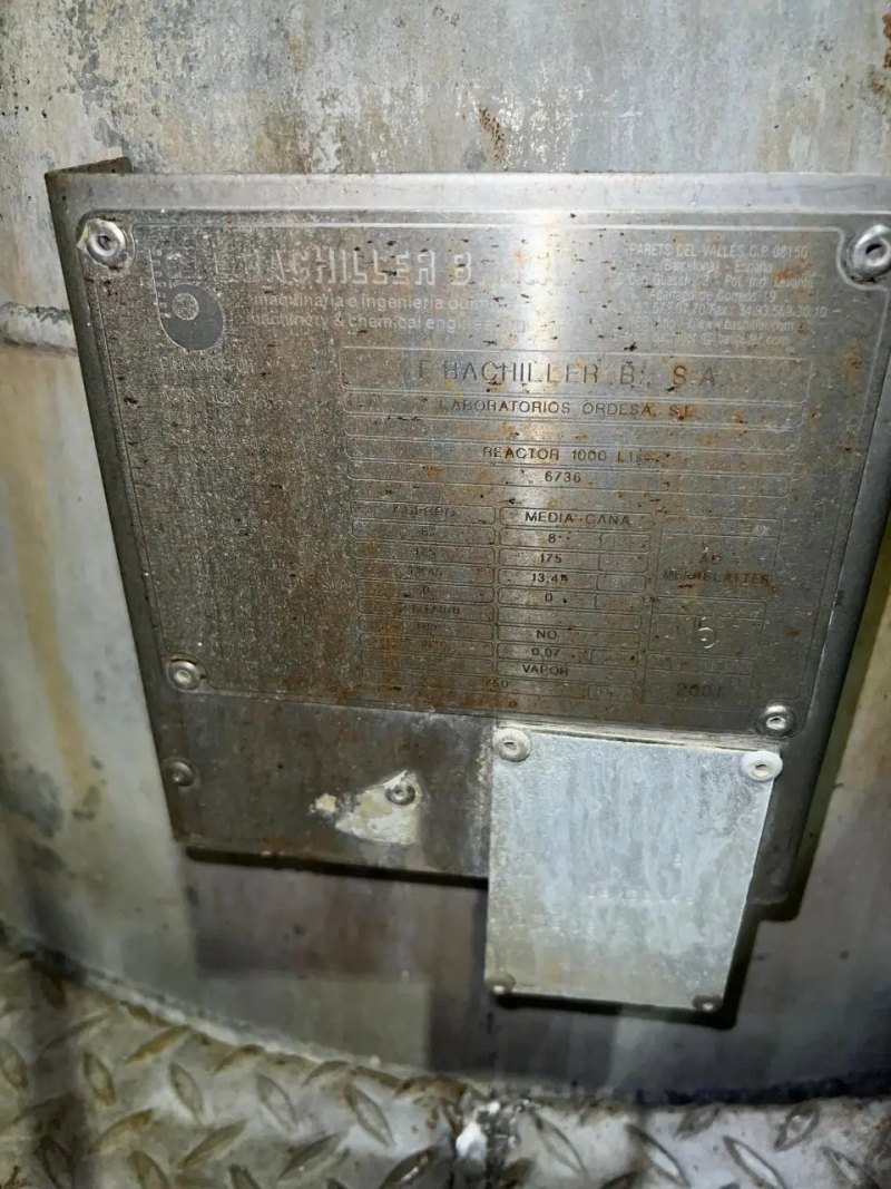BACHILLER STAINLESS STEEL REACTOR 1200 LITERS WITH AGITATION AND HALF ROD