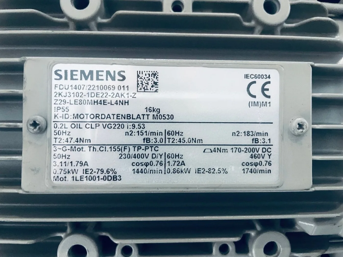Siemens Getriebemotor Z29-LE80MH4E-L4NH FDU1407/2210069011 - 3