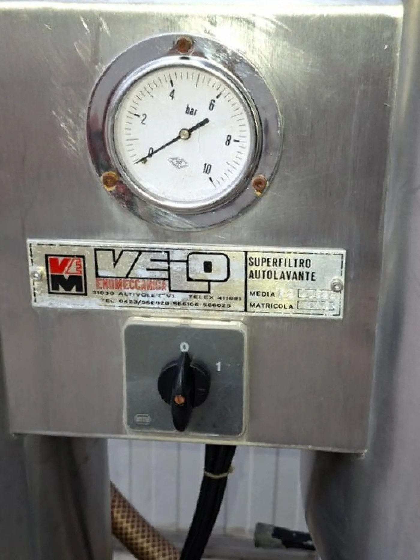 KIESELGUR FILTER VELO IN STAINLESS STEEL, 2 MQ FILTERING SURFACE, VERTICAL SHEETS, SECOND HAND MACHINE - 4
