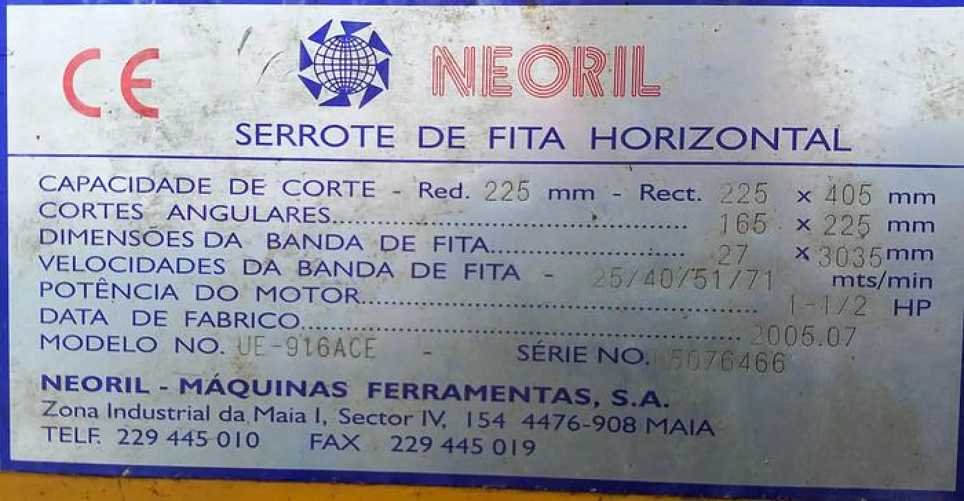Serra de fita horizontal NEORIL - 4