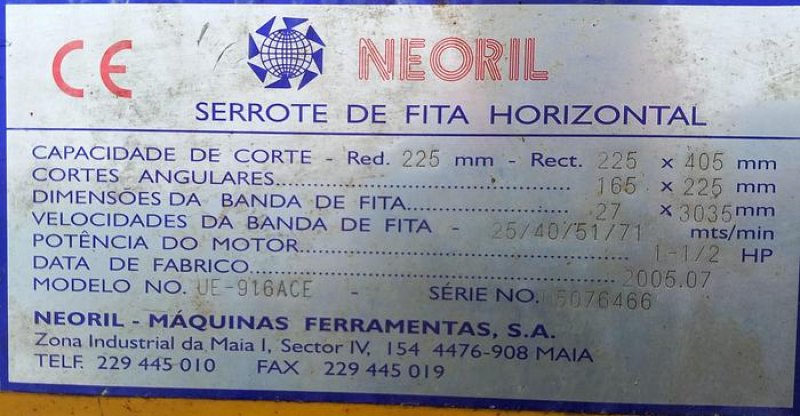 Serra de fita horizontal NEORIL
