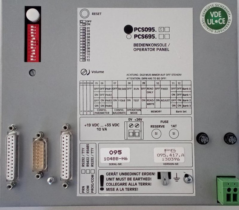 Lauer PCS095 Operator Panel / Industrial HMI