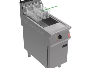 Falcon F900 Twin Basket Fryer with Filtration & Fryer Angel on Feet Natural Gas - islandcatering