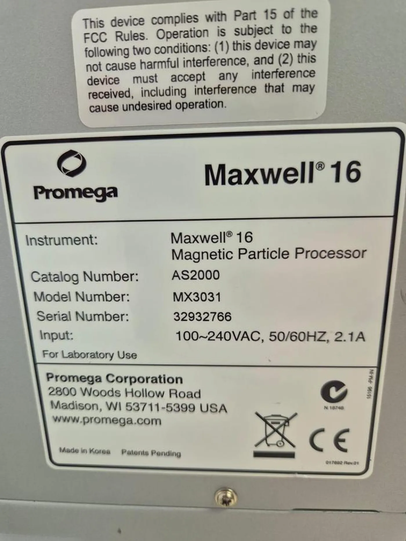 Promega Maxwell 16 Magnetic Particle Processor MX3031 - 7