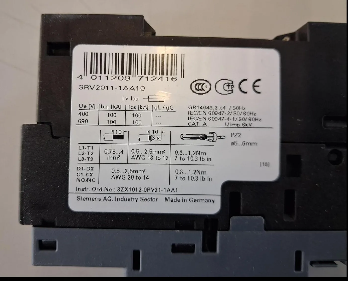 Siemens SIRIUS Motorschutzschalter 3RV2011-1AA10 - 2