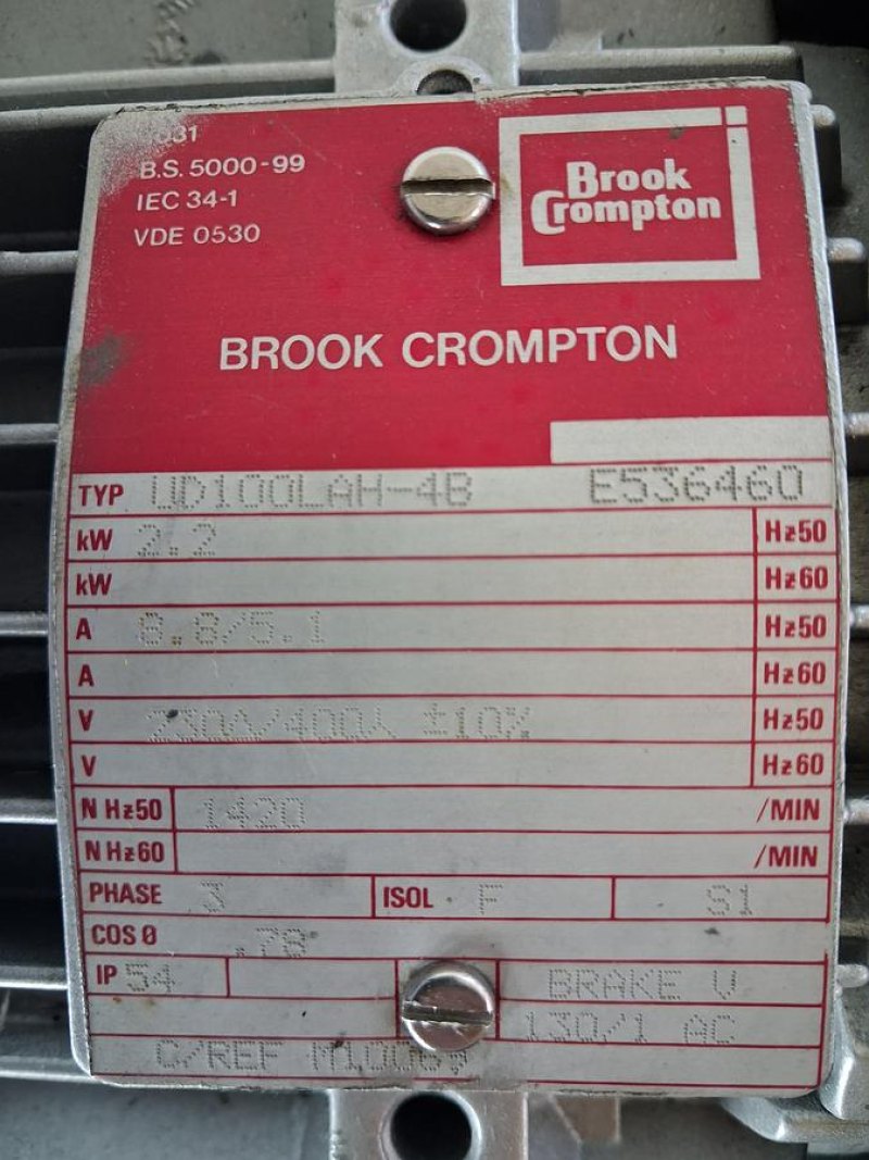 Brook Crompton Getriebemotor mit Schneckengetriebe