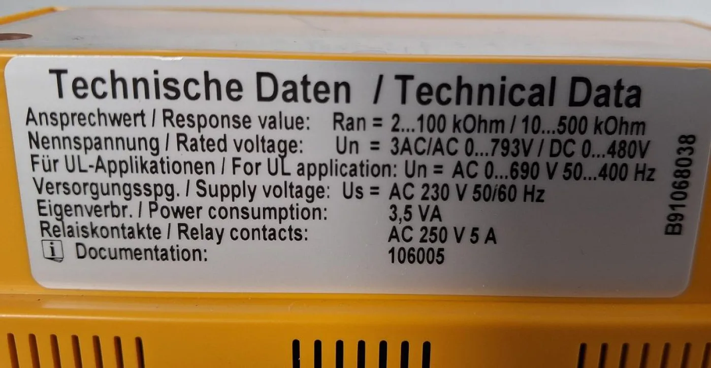 Bender IR475LY-4 Insulation Monitoring Device - 3