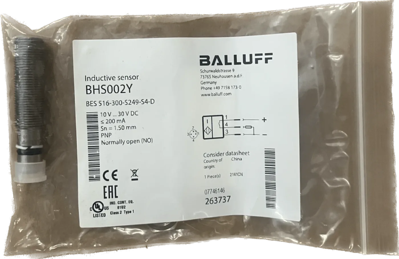 BALLUFF Hochdruckfeste induktive Sensoren BHS002Y - 1