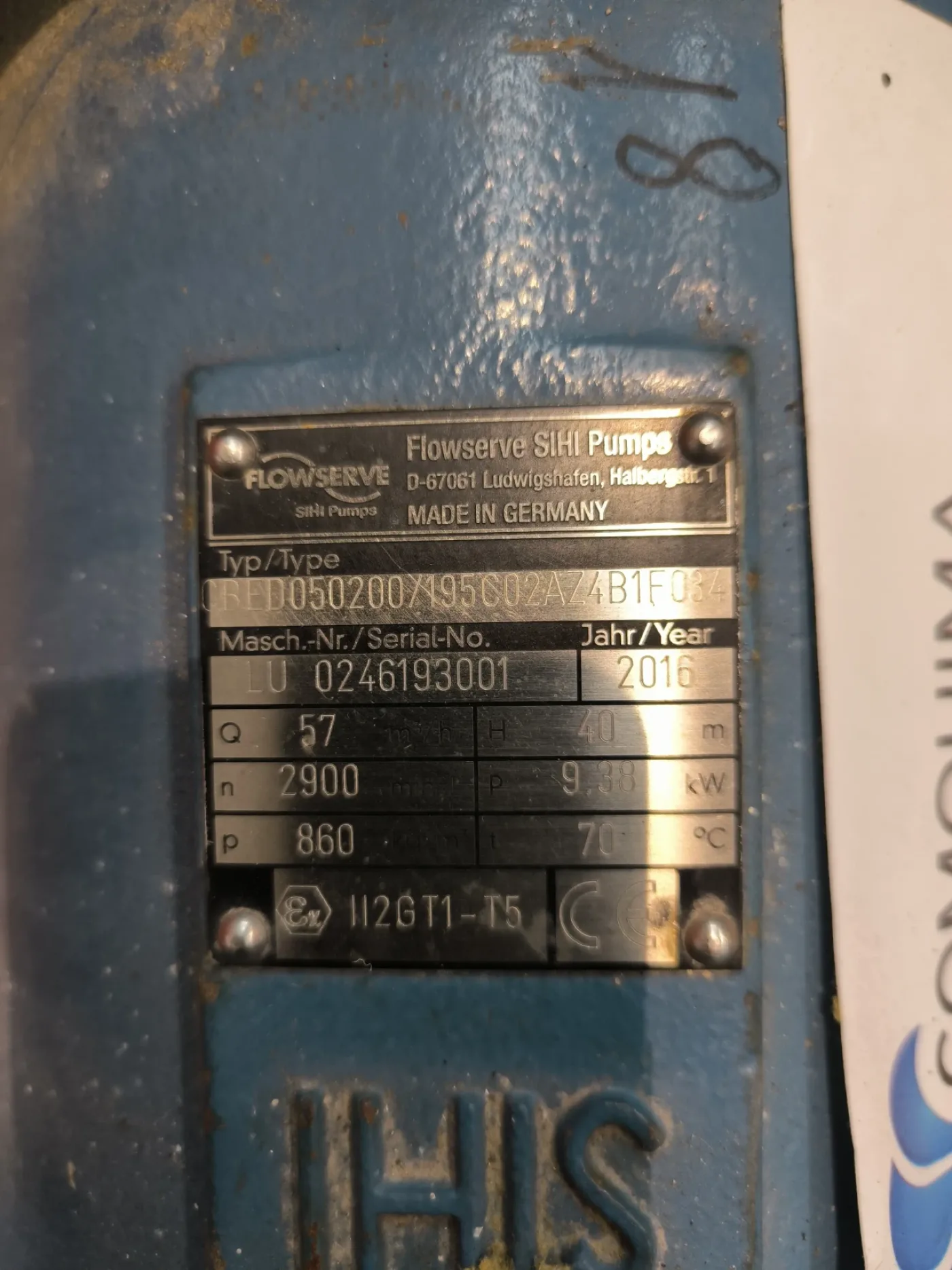 USED STERLING SIHI CBED 050200-7195602 AZ 4B1 F034 CENTRIFUGAL CHEMICAL PROCESS PUMP - 6
