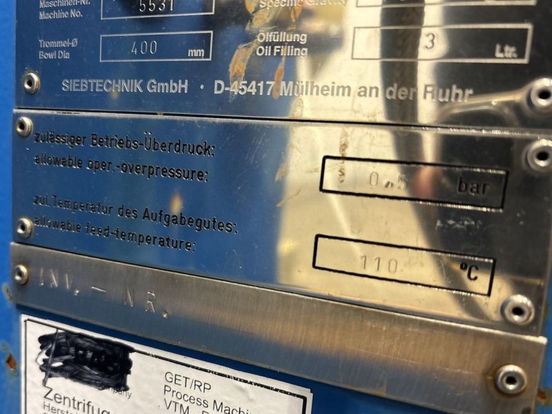 Siebtechnik C 402 G — “TURBO-CASCADE” sliding centrifuge - Pusher centrifuge