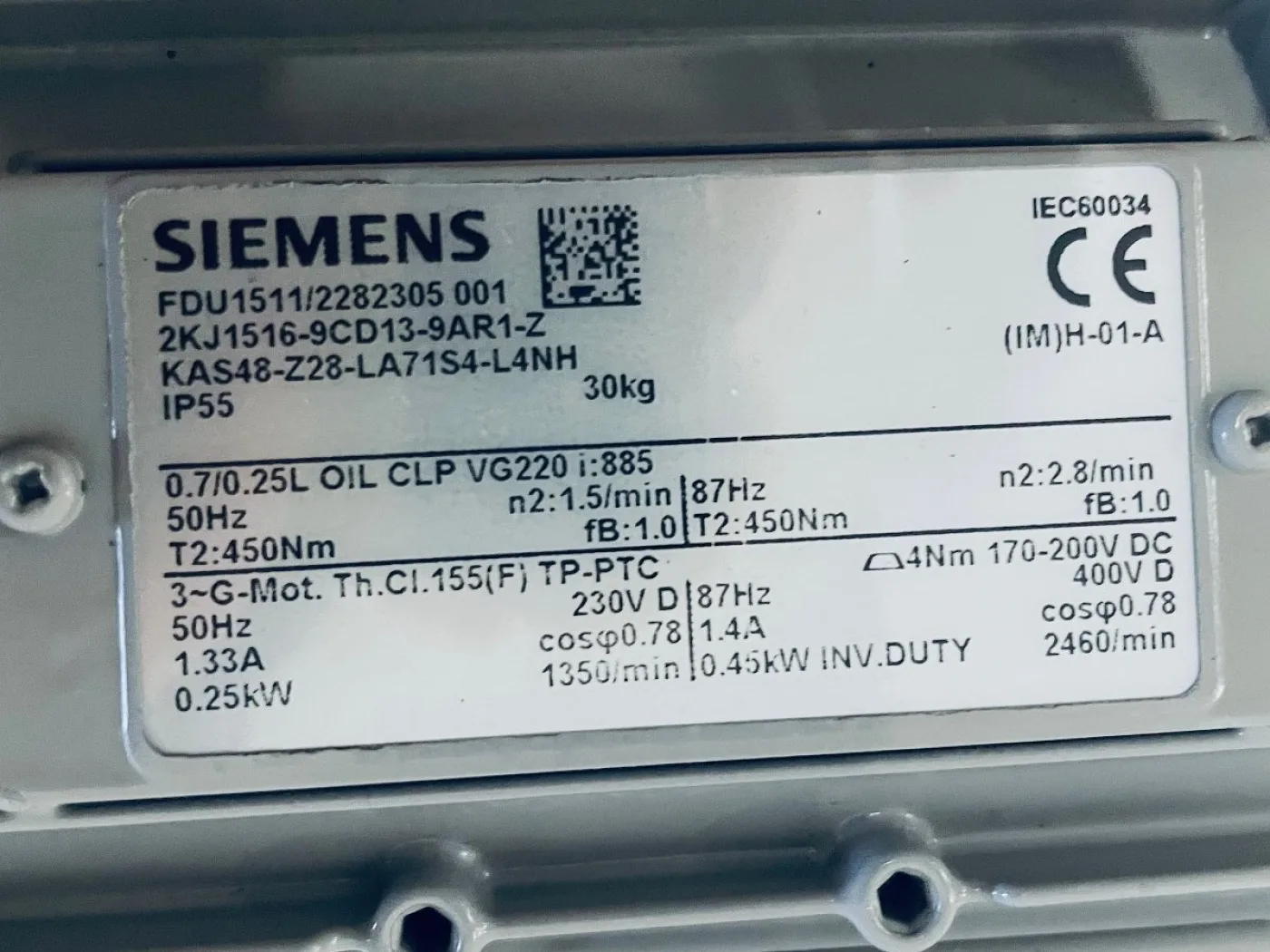 Siemens Getriebemotor KAS48-Z28-LA71S4-L4NH - 4