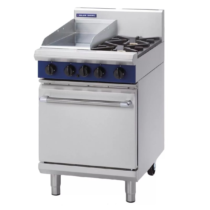 Blue Seal Evolution 2 Burner/Griddle Static Oven Nat Gas 600mm G504C/N - islandcatering