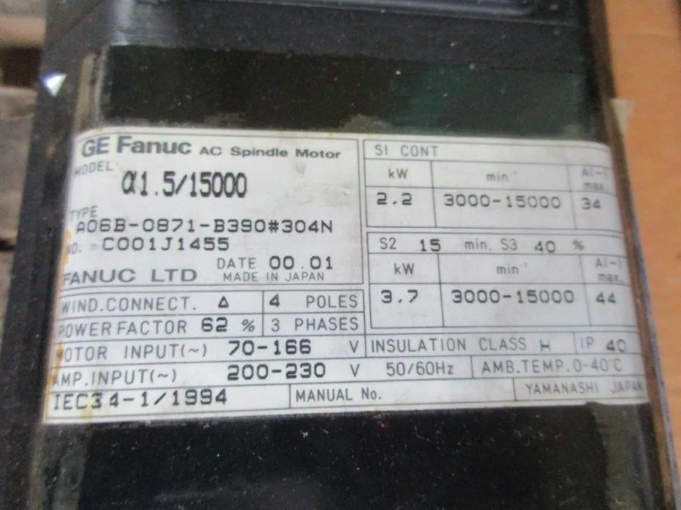 A 1.5 / 15000 FANUC / Chiron 2001 - 2