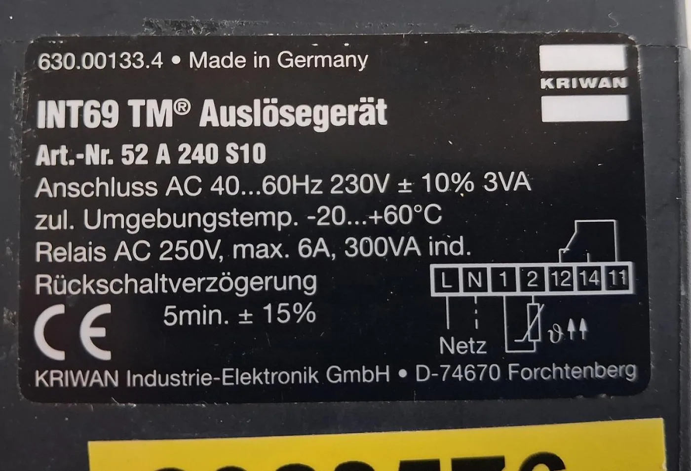 KRIWAN INT69 TM Auslösegerät Art.-Nr. 52 A40 310 - 4