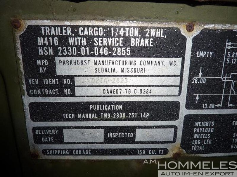 M416 Trailer with service brake
