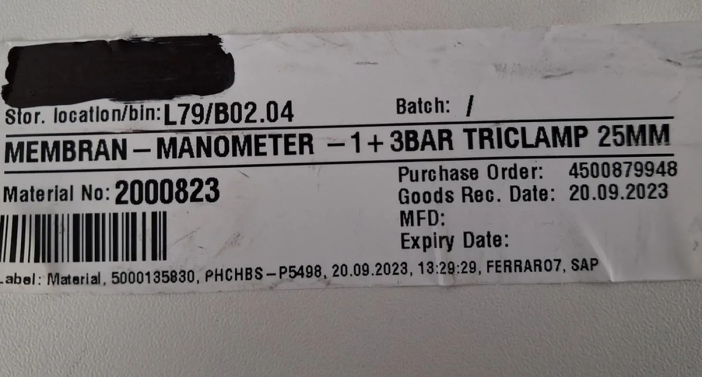 Connectors Membranmanometer -1 bis +3 bar Tri-Clamp 25 mm - 7