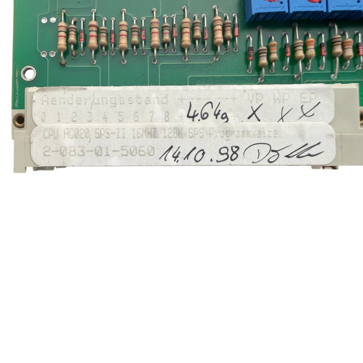 HOMAG Achskarte CPU HC020 SPS II 16 MHz 128K PR.WALZE Rev.3 Art.-Nr. 2-083-01-5060 - 6