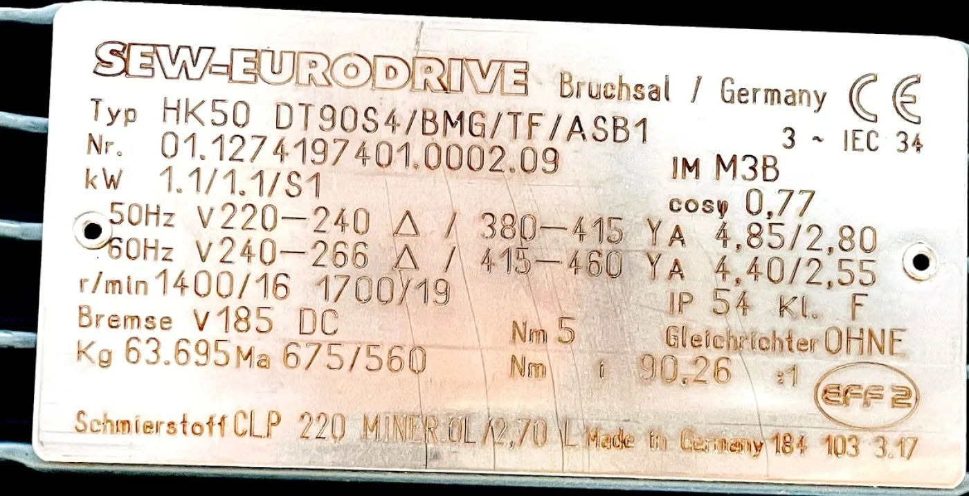 SEW-EURODRIVE Getriebemotor HK50DT90S4/BMG/TF/ASB1 - 5