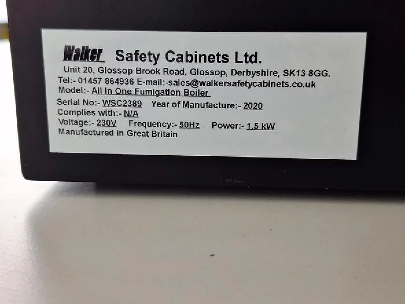 Walker Safety Cabinets All-In-One Fumigation Unit - 5