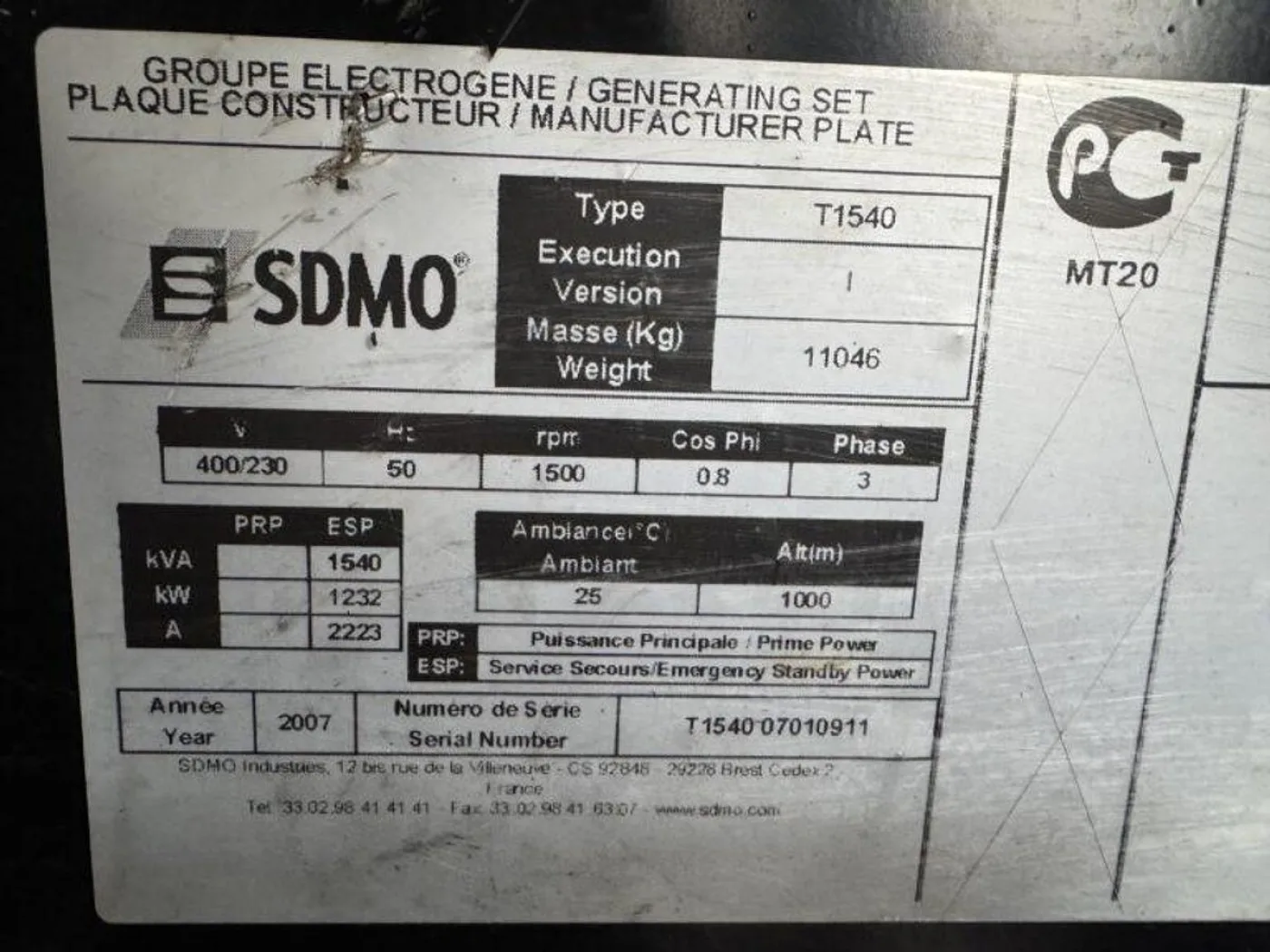 2007 MITSUBISHI S12R-PTA2 / LEROY SOMER DIESEL GEN.SET 1425 KVA / 1540 KVA - 5