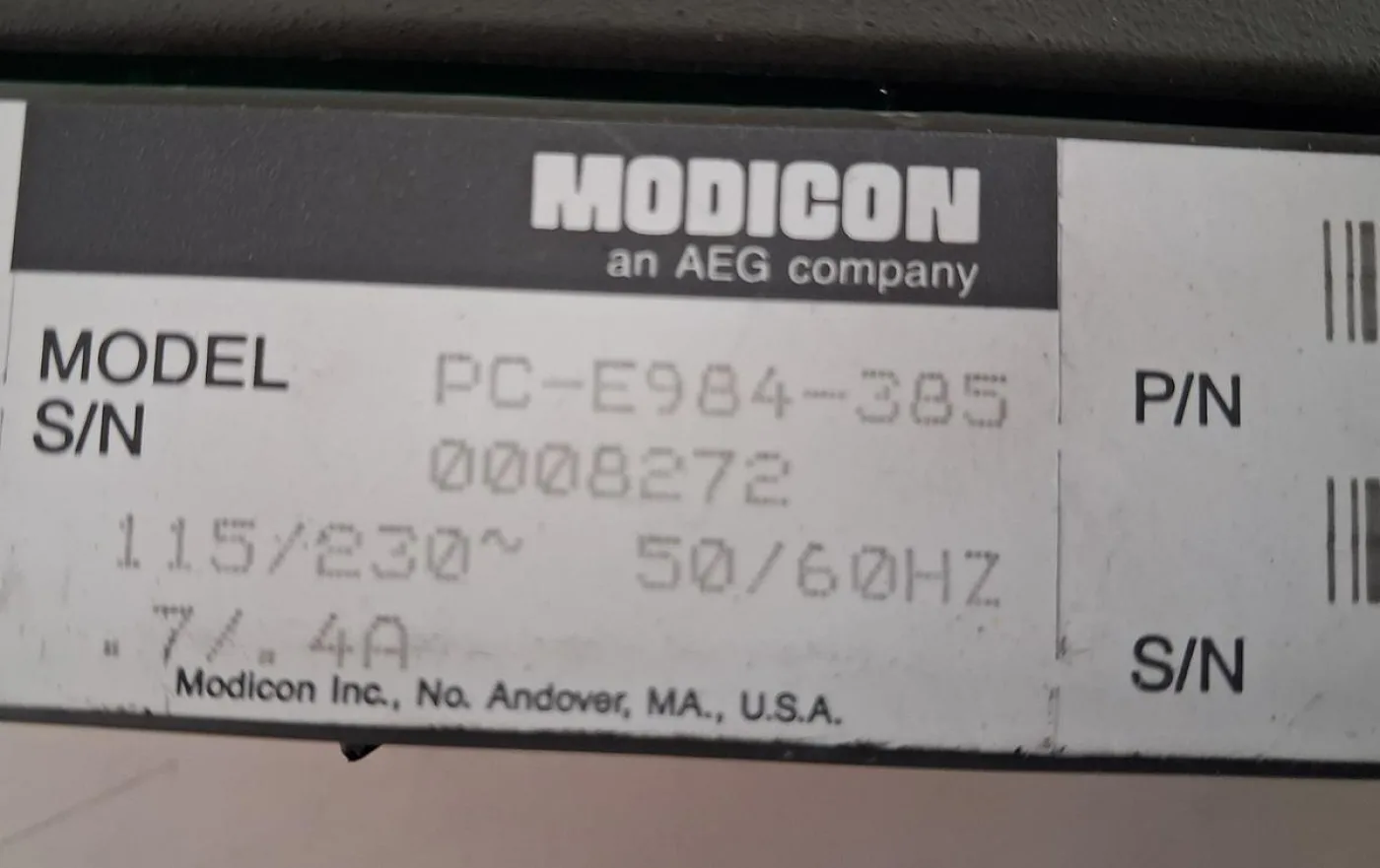 Modicon PC-E984-385 Programmable Controller CPU - 5