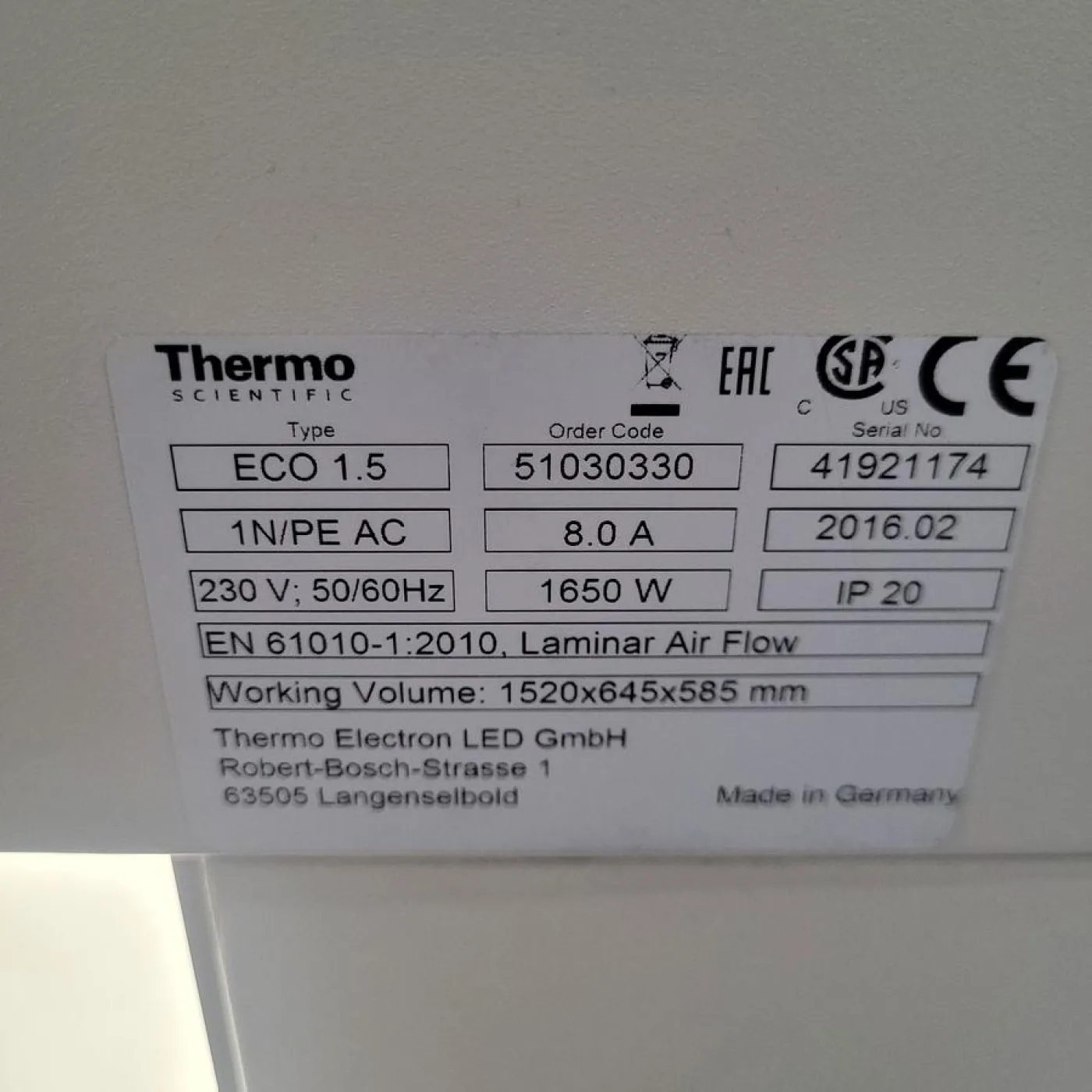 Thermo Scientific Heraguard ECO 1.5 Laminar Flow Clean Bench - 6