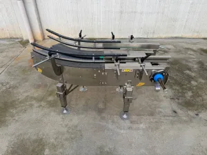 CHAIN-DRIVE ROLLER CONVEYOR WITH CURVE IN STAILESS STEEL, SECOND HAND EQUIPMENT