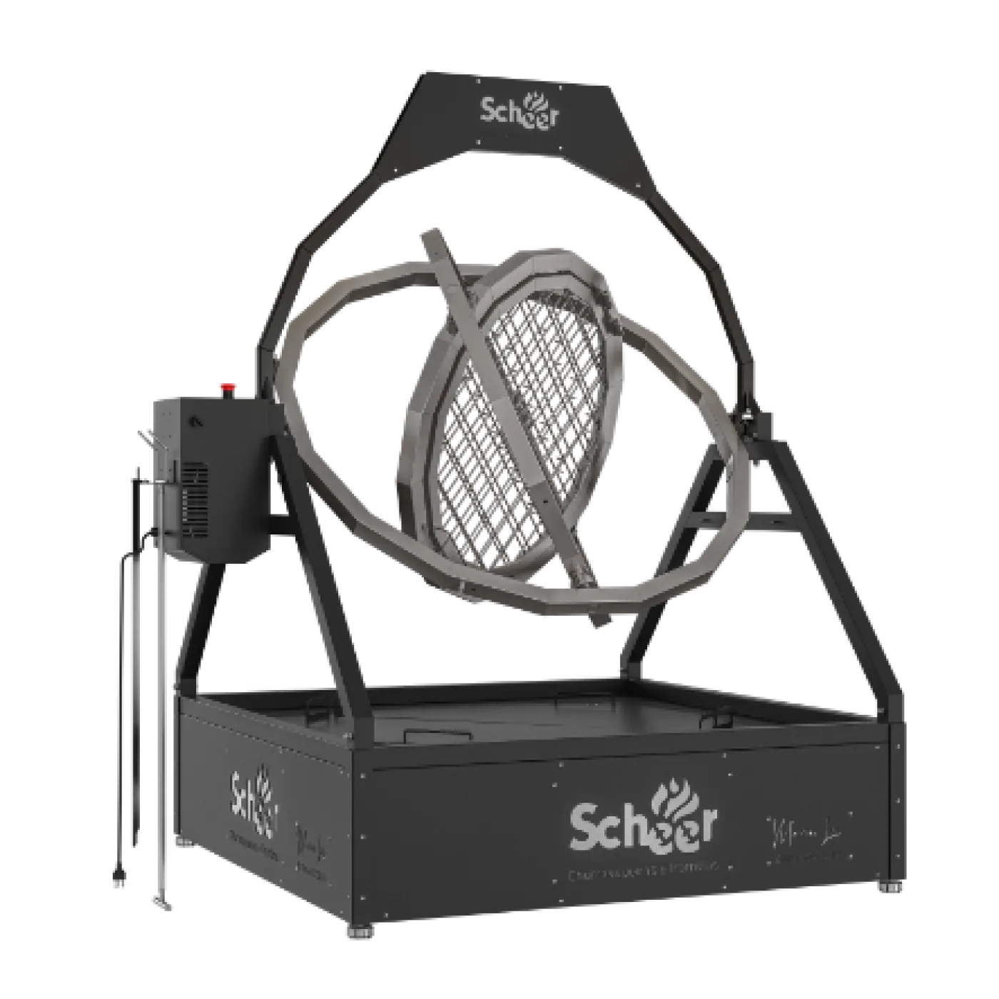 Scheer 1500MM DIAMETER BASE IN MILD STEEL COATED IN BLACK POWDER ROTATING RIMS IN MILD STEEL110 220V - DOUBLE REDUCTION TO BE USED DAILY - islandcatering - 1