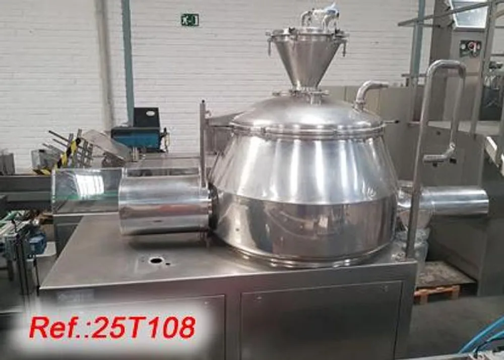 GRANULADOR DE ACERO INOXIDABLE “GLATT LABORTECNIC” DE 600 LITROS APROX. CON ESTRUCTURA Y CARGADOR DE VACÍO