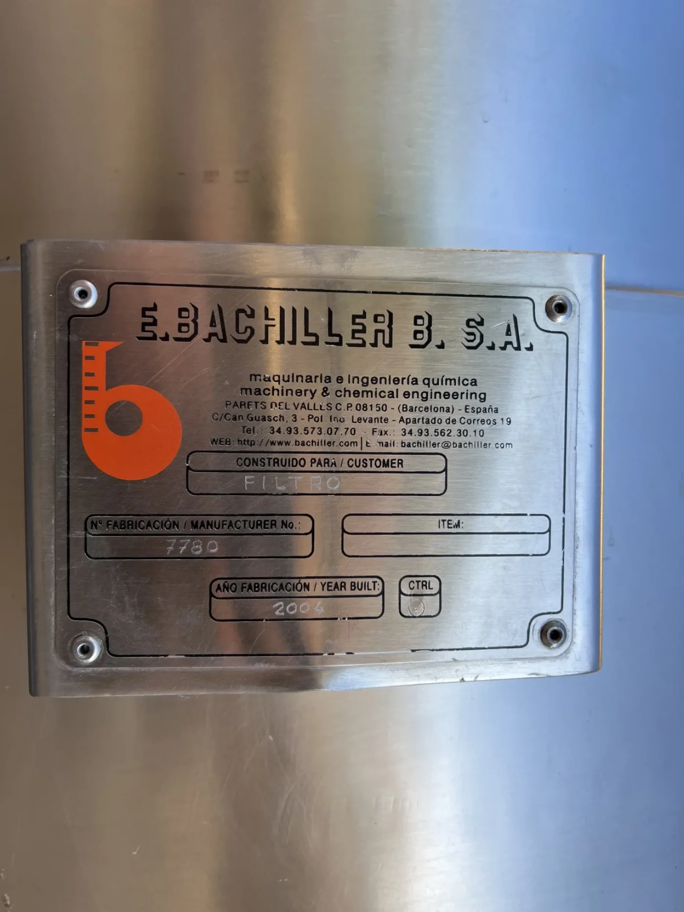 BACHILLER BAG FILTER STAINLESS STEEL 316 - 5
