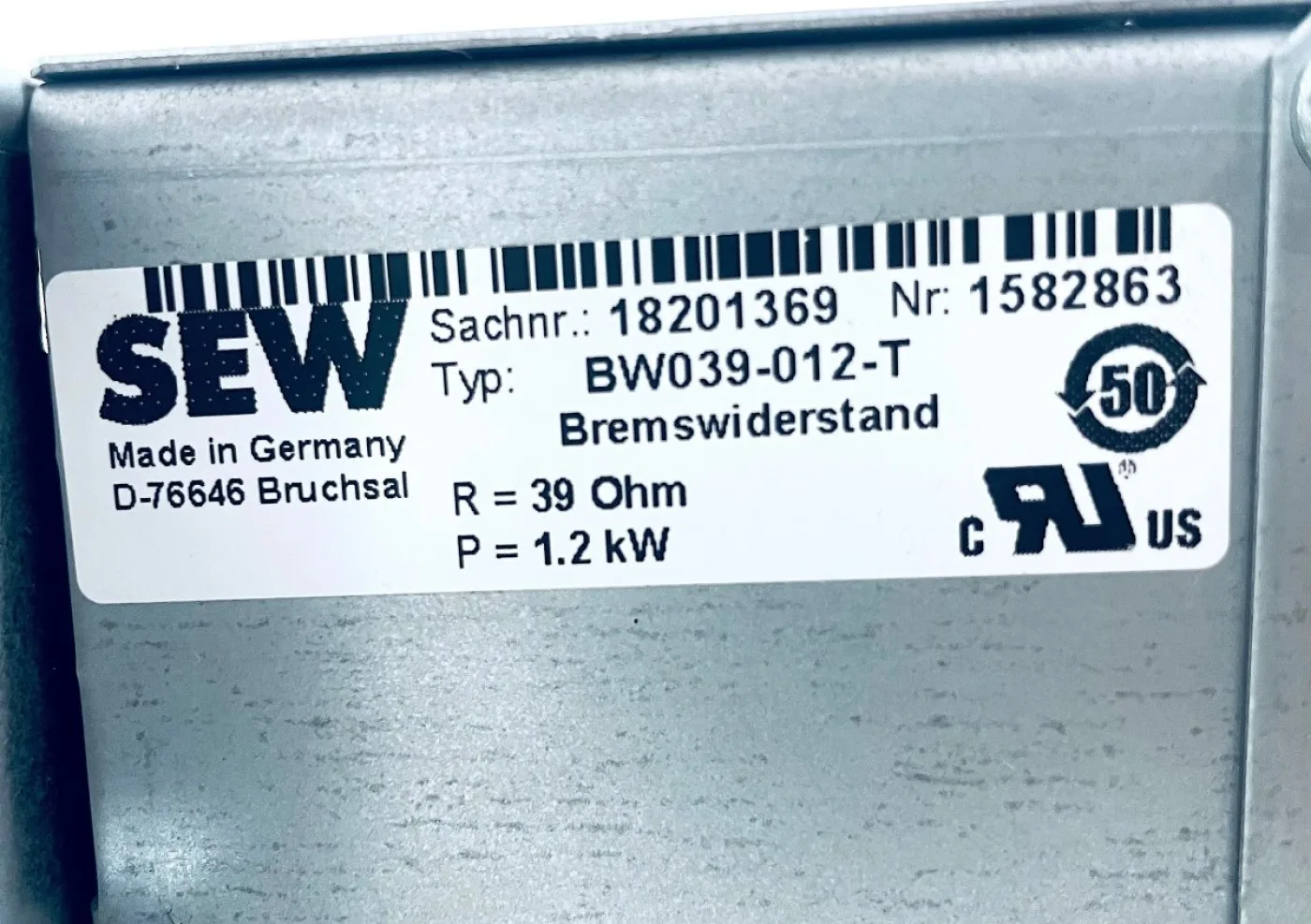 SEW Eurodrive BW039-012-T Bremswiderstand 1582863 - 4