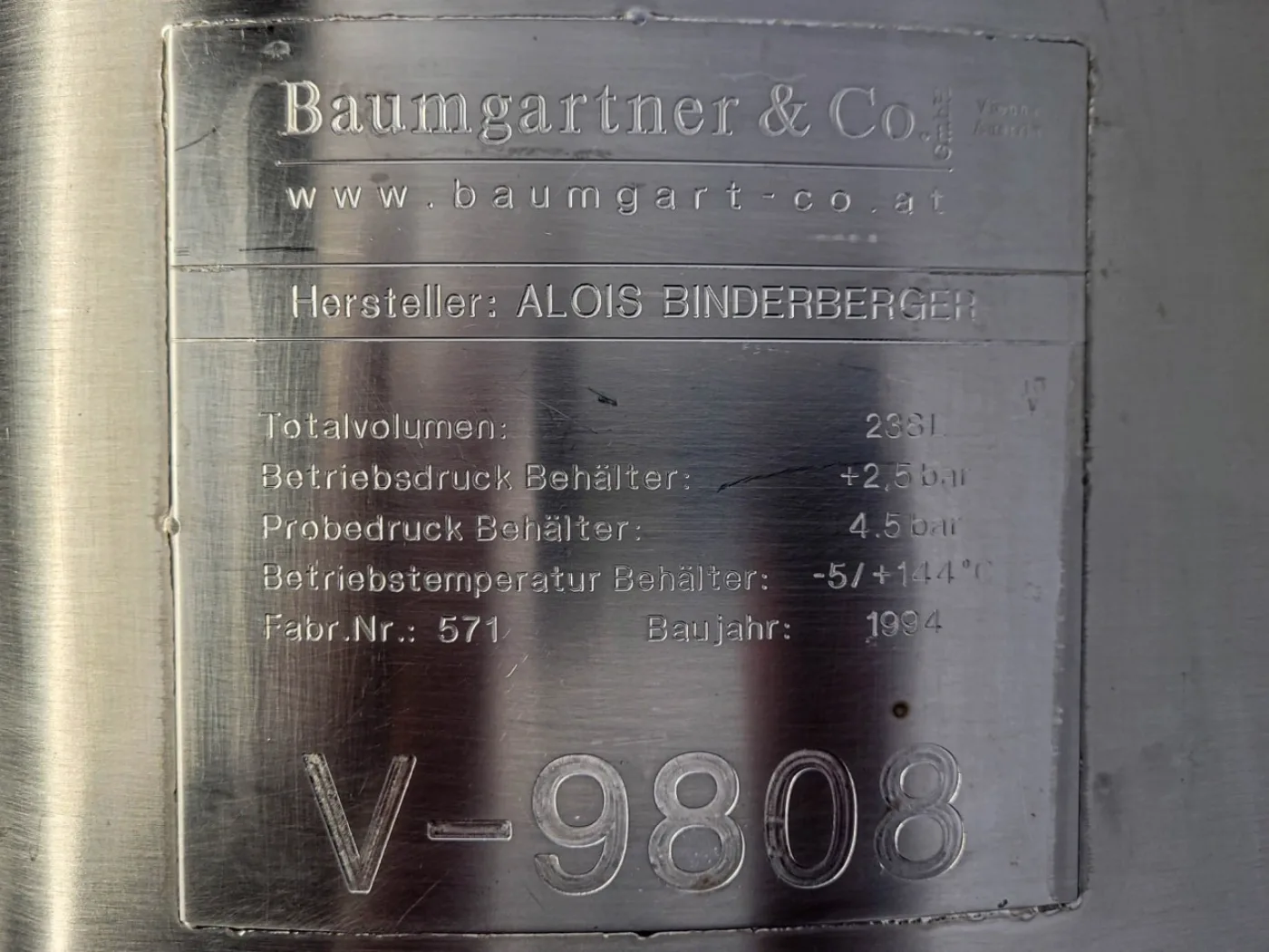 Baumgartner 238 Ltr. - Pressure vessel - 7