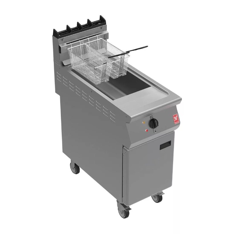 Falcon F900 Twin Basket Fryer with Fryer Angel on Castors Propane Gas - islandcatering