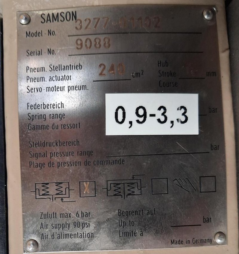 SAMSON 3277 Pneumatic Globe Control Valve with TROVIS 3730-1 Positioner