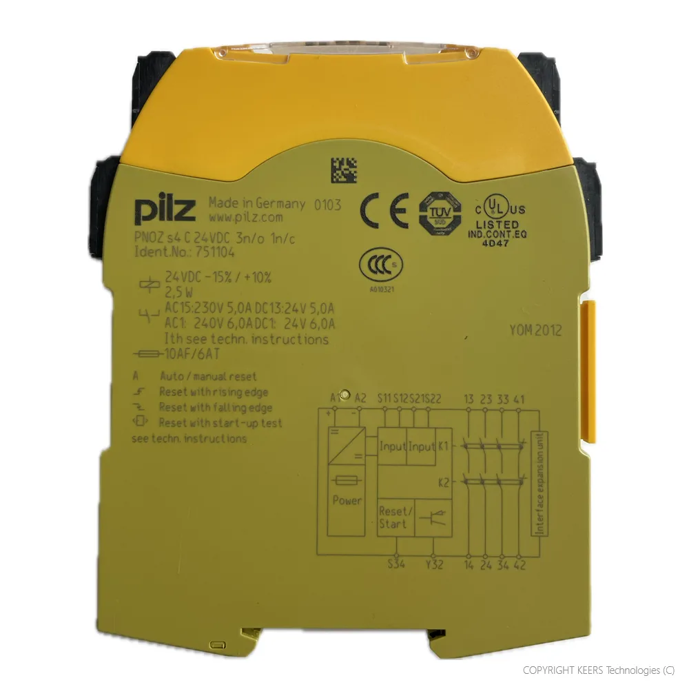 KT-751104 PILZ Safety Relay, 24 VDC, 3PST-NO, PNOZ s4, DIN Rail, 6 A, Spring Clamp